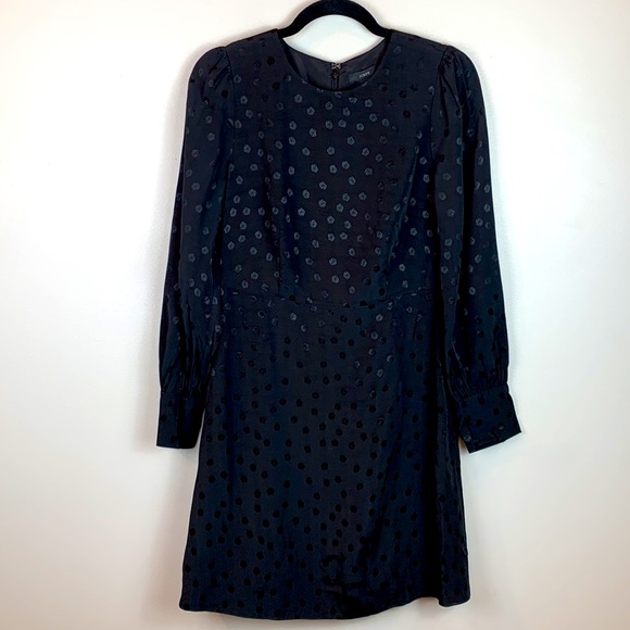 Solid Black Shift Dress in Dot Floral Jacquard NWT - Picture 7 of 9